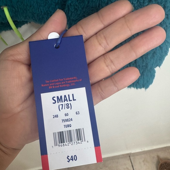 Limited Too Kids Teal and Black Fleece Hoodie - Picture 3 of 4